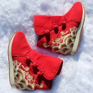 RED EMBROIDERED BOOTS